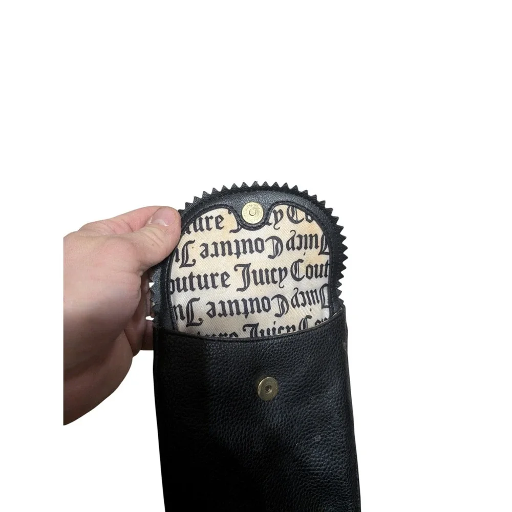 Y2K Juicy Couture Black Leather Mini Crossbody Phone Bag